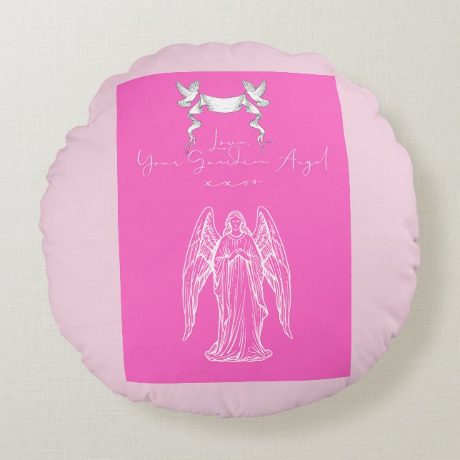 Love Letter Design - Love, Your Guardian Angelxxoo Rundes Kissen (Vorderseite)