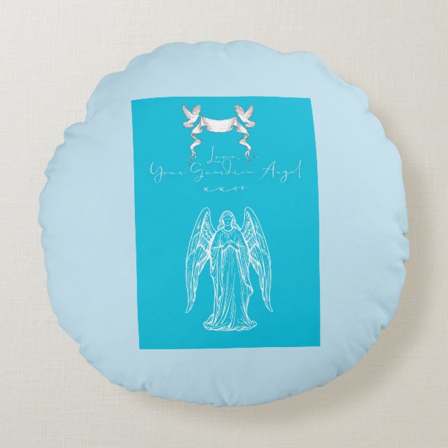 Love Letter Design - Love, Your Guardian Angelxxoo Rundes Kissen (Vorderseite)