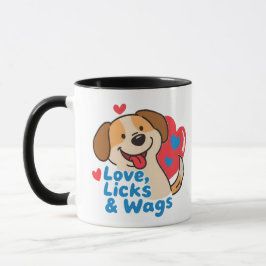 Love, Licks & Wags Happy Smiling Dog Lover Coffee  Tasse