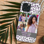 Love Life mit You Leopard Print 3 Foto Lilac Case-Mate iPhone Hülle<br><div class="desc">Living Life mit You Leopard Print Handy Gehäuse personalisiert mit 3 Ihrer Fotos. Die Bildvorlage ist Set bis zur Darstellung Ihrer Bilder im quadratischen und vertikalen Format. Wenn Sie Probleme mit der Platzierung Ihrer Bilder haben, versuchen Sie, vor dem Hochladen auf ein Quadrat/Portrait zuzuschneiden. Entworfen für das iPhone 13 Pro...</div>