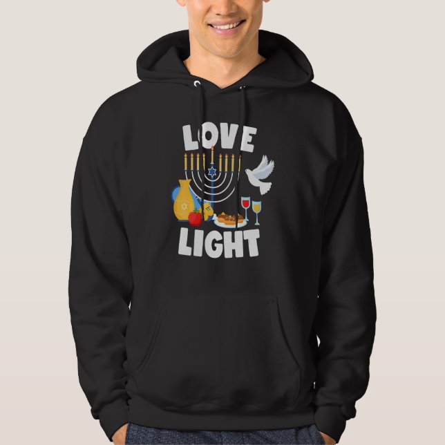 Love Light Happy Hanukkah Jewish Holiday Chanukah Hoodie (Vorderseite)