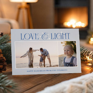Love & Light Moderne Hanukkah 2 Familienfotos Mist Feiertagskarte