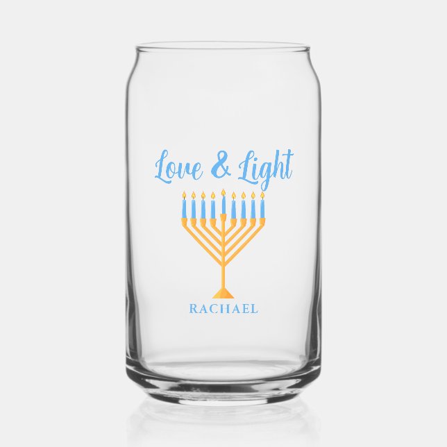 Love & Light Personalized Hanukkah Menorah Gift Dosenglas (Vorderseite)