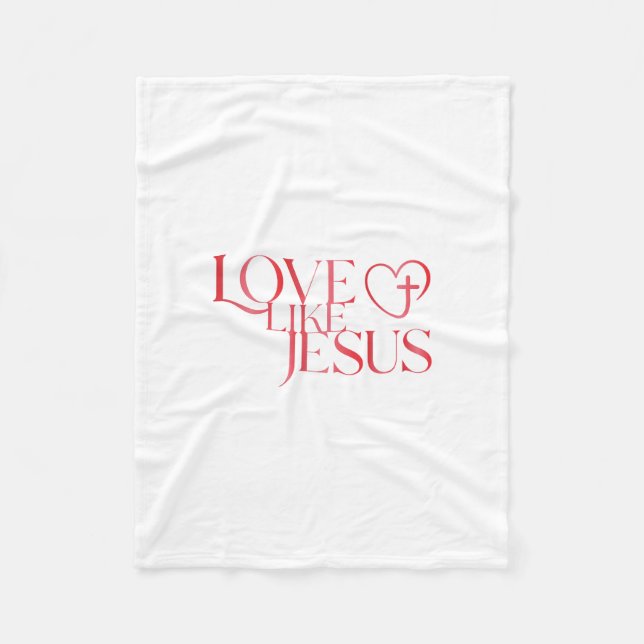 Love Like Jesus Button with Cross inside a Heart Fleecedecke (Vorderseite)