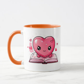 Love & Literature Mug – Cute Heart Reading Mug Tasse