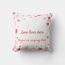 Love lives here Pink and Red hearts - Personalized Kissen