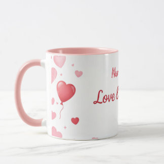 Love lives here - Pink and Red hearts Tasse