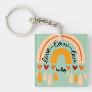 LOVE LOVE LOVE RETRO BOHO REGENBOGEN HERZEN SCHLÜSSELANHÄNGER
