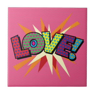 LOVE Lustige Retro-Comic-Book-Pop-Art Fliese