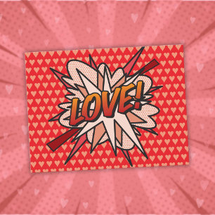 LOVE Lustige Retro-Comic-Book-Pop-Art Postkarte
