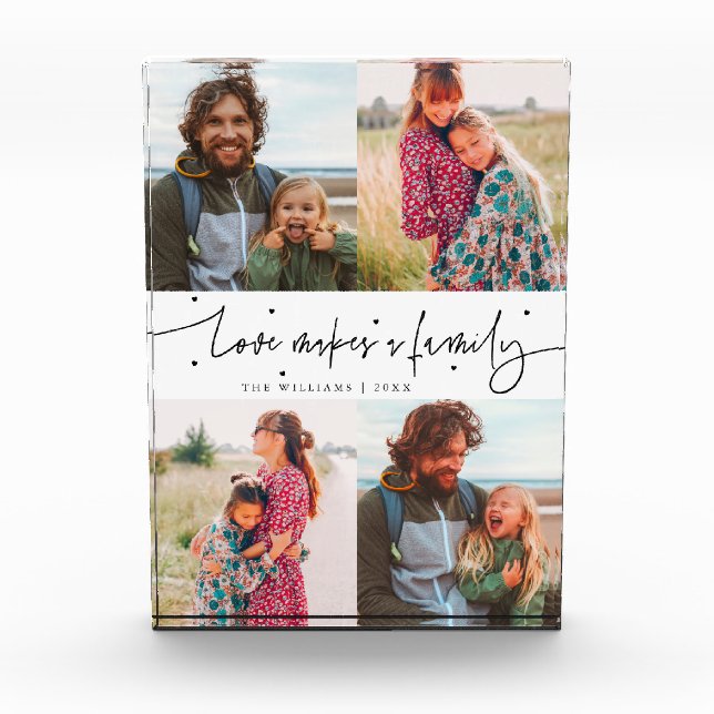 Love Makes a Family Modern Script Fotoblock (Vorderseite)