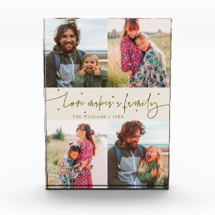 Love Makes a Family Moderne Schrift Creme Fotoblock
