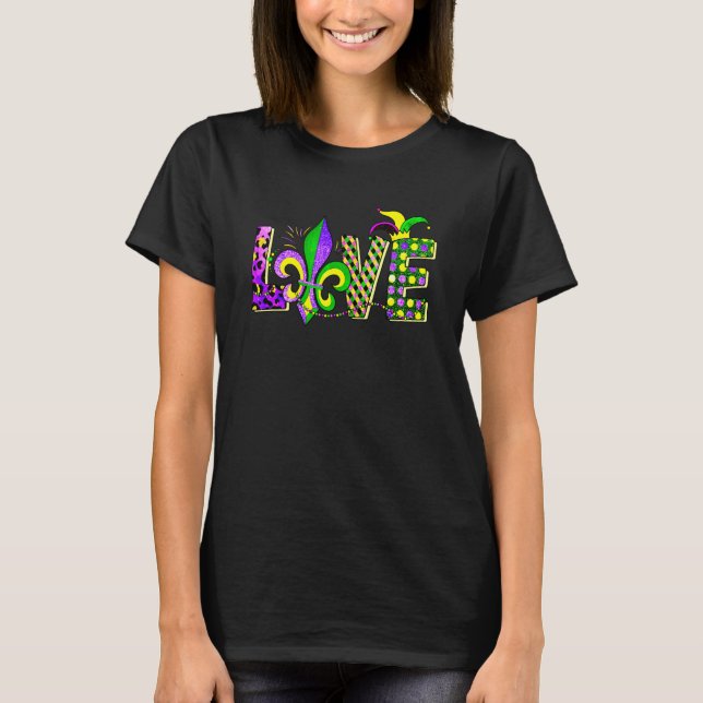 Love Mardi Gras Beads for women Carnival Parade T-Shirt (Vorderseite)