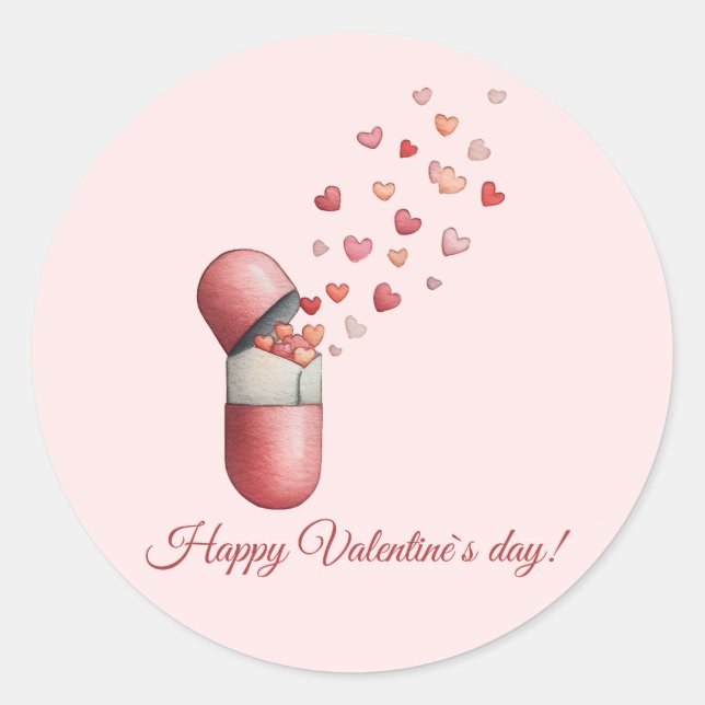 Love Medicine Valentine's Day Design Runder Aufkleber (Vorderseite)
