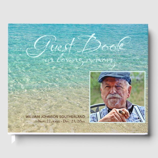 Love Memory Beach Water Shore Beerdigung Foto Gästebuch (Vorderseite)