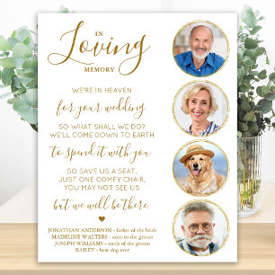 Love Memory Elegantes Gold Foto Hochzeitsfeier Poster