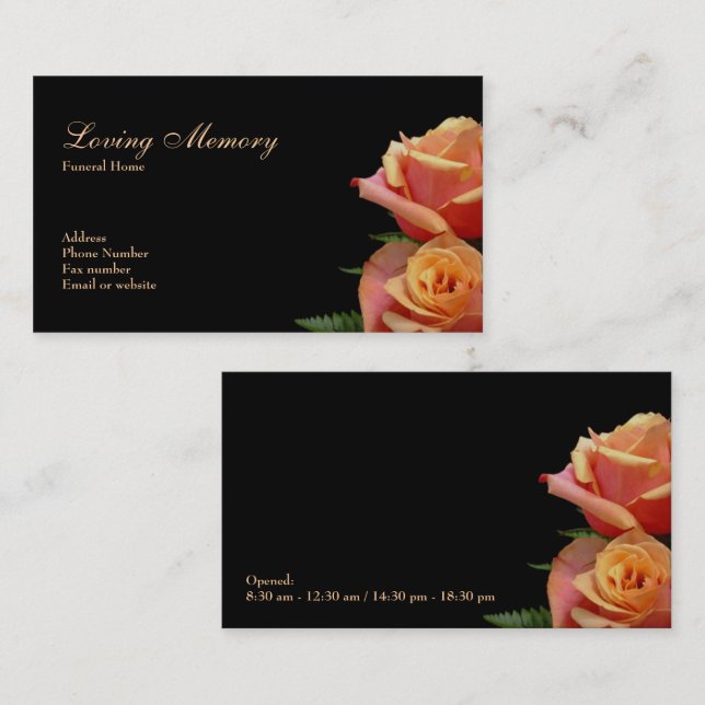 Love Memory Floral Business Card Visitenkarte (Vorne/Hinten)