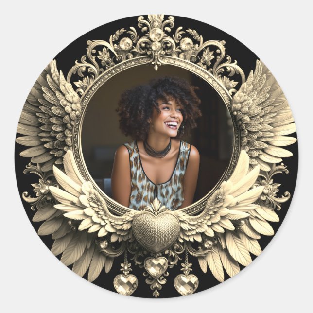 Love Memory Foto Memorial Diamond Look Runder Aufkleber (Vorderseite)