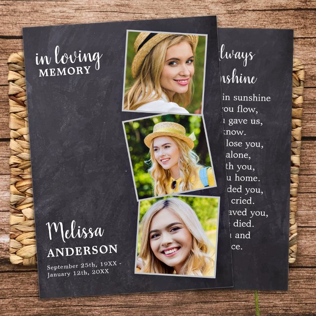 Love Memory Memorial Beerdigung Belegekarte 3 Foto Telefonnummerkarte (Von Creator hochgeladen)