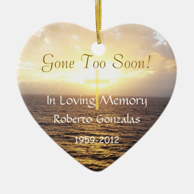 Love Memory Memorial Heiliges Kreuz Keramikornament (Vorne)