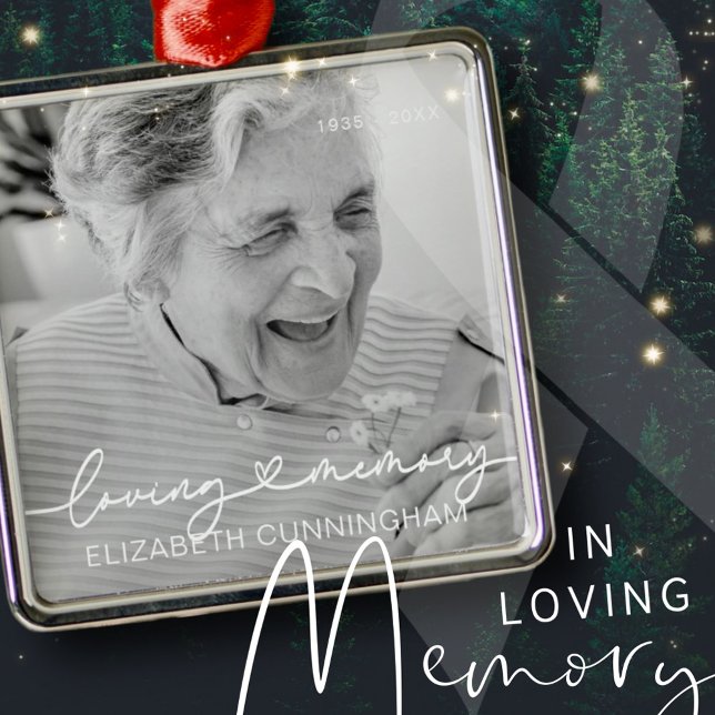 Love Memory Moderne Elegantes Herz Foto Gedenkstät Ornament Aus Metall (Von Creator hochgeladen)