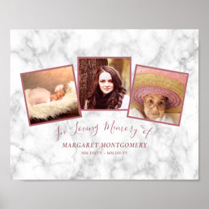 Love Memory Rose Gold Rosa Marmorfoto Collage Poster