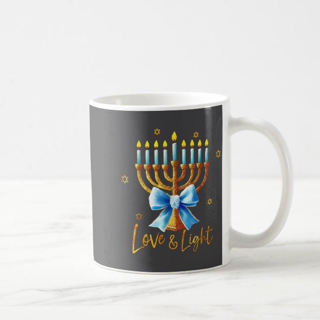 Love Menorah Chanukah Light Hanukkah Blue Coquette Kaffeetasse (Rechts)