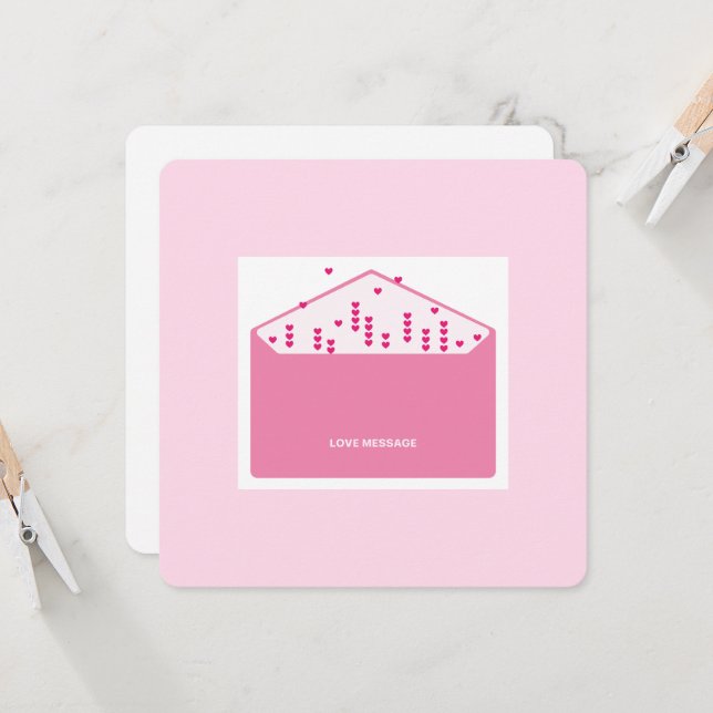 Love Message Pink Hearts Minimalist Cute Funny   (Vorderseite/Rückseite Beispiel)