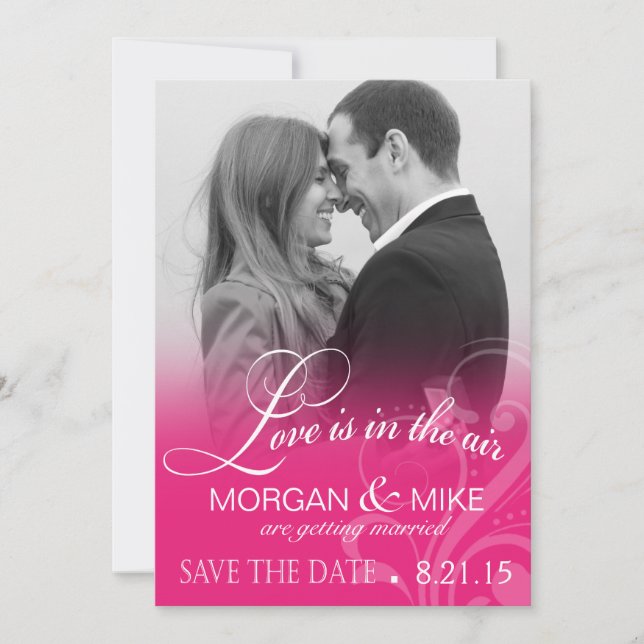Love Mist Foto Save the Date | fuchsia (Vorderseite)