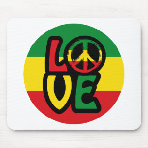 LOVE mit Friedenssymbol, Reggae-Stil Mousepad