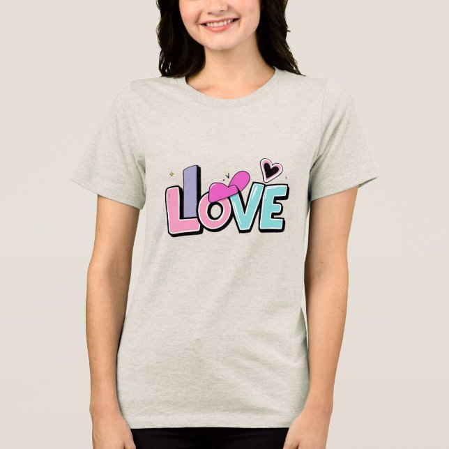 Love Modern Watercolor Artsy Valentine's Day Tri-Blend Shirt (Vorderseite)