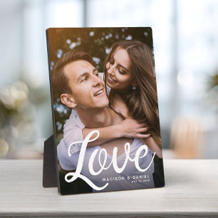 LOVE Moderne Kalligrafie Valentinsfoto Andenken Fotoplatte