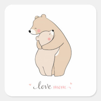 love mom/ mother bear/ Dia de la madre/ pegatina  Quadratischer Aufkleber