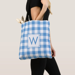 Love Monogram Light Blue White Gingham Muster