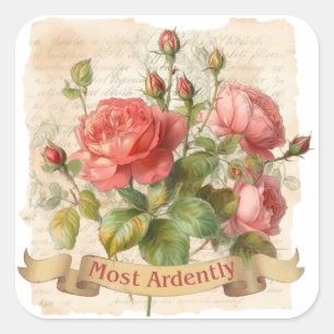 LOVE - Most Ardently - Mr Darcy Quadratischer Aufkleber