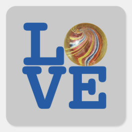 LOVE Murmeln Quadratischer Aufkleber