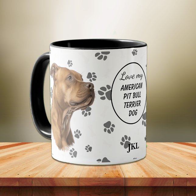 Love My American Pit Bull Terrier Dog Pawprint Tasse (Von Creator hochgeladen)
