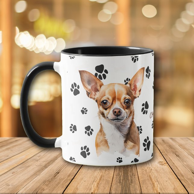 Love My Brown Chihuahua Dog Pawprint Mug Tasse (Von Creator hochgeladen)