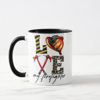 Love My Firefighter – Helmet & Crossed Axes with L Tasse