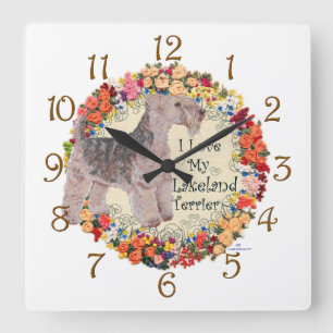 Love My Lakeland Terrier Quadratische Wanduhr