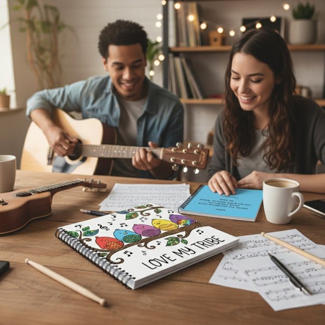 Love My Tribe Personalized Spiral Notebook Notizbuch (Let someone special know how much you love them with this, "Love my tribe" singing birds notebook! )