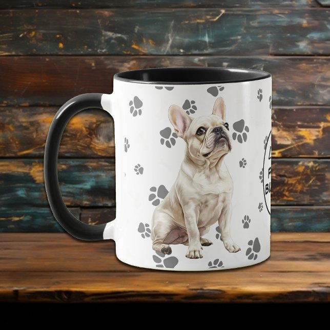 Love My White French Bulldog Pawprint Pattern Tasse (Von Creator hochgeladen)