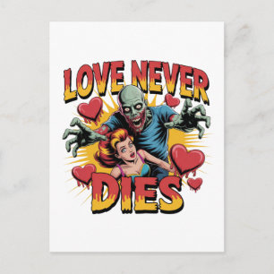 Love Never Dies – Retro Zombie Horror Pin-Up Postkarte