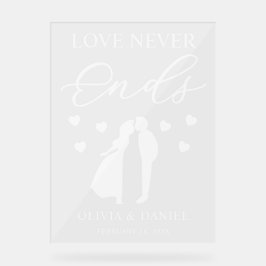 Love Never Ends Personalized Wedding Acrylschild