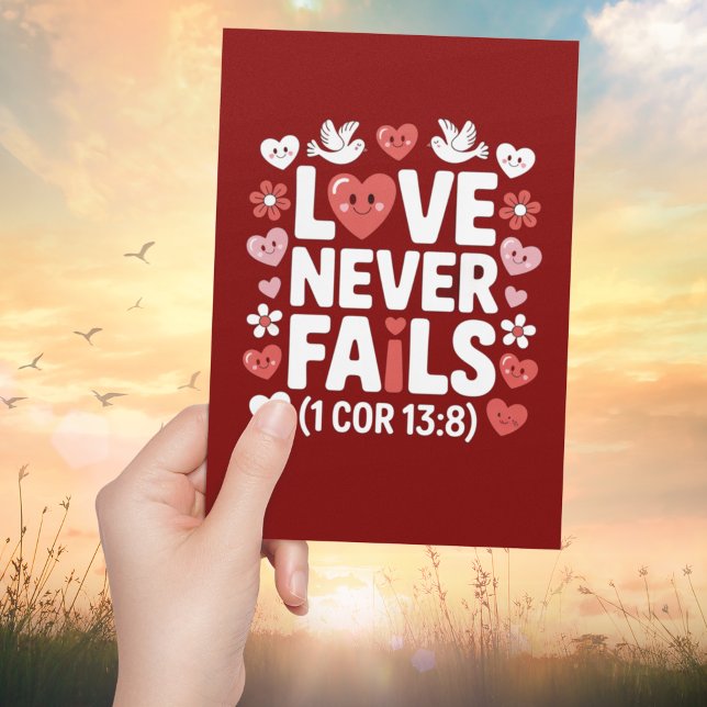 Love Never Fails Christian Valentine Scripture  Karte (Von Creator hochgeladen)