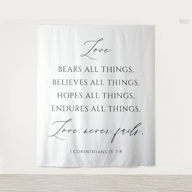 Love Never Fails Wedding Tapestry Backdrop  Wandteppich (Vorderseite)