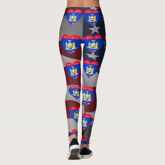 Love New York Patriotic Flag Fun Leggings (Rückseite)