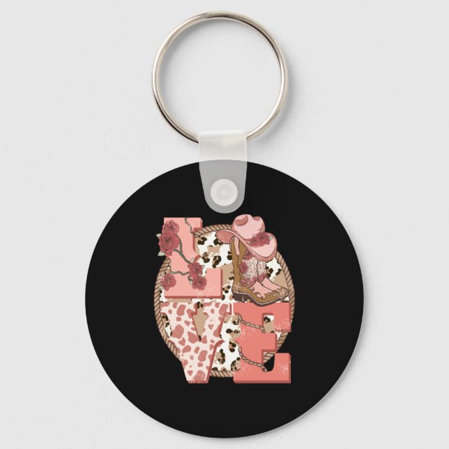 Love Nge Vintage Western Valentines Day  Schlüsselanhänger (Vorderseite)