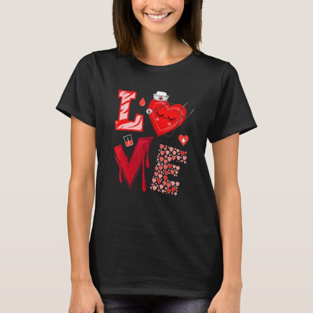 Love Nurse Red Heart Happy Valentine's Day T-Shirt (Vorderseite)