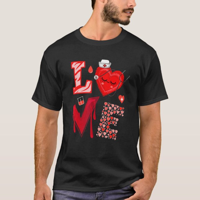 Love Nurse Red Heart Happy Valentine's Day T-Shirt (Vorderseite)